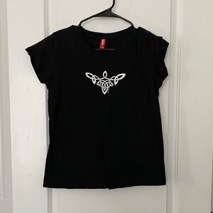 Black Short Sleeve Tee with Celtic Symbol Design